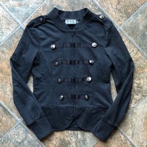 Grey Sweater Button Zip